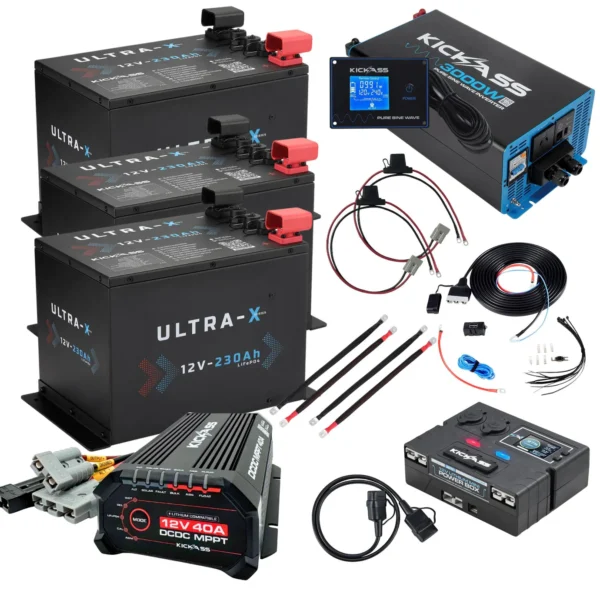KICKASS ULTRA-X 690AH COMPACT LITHIUM DUAL BATTERY KIT WITH 3000W INVERTER AND CONTROL BOX