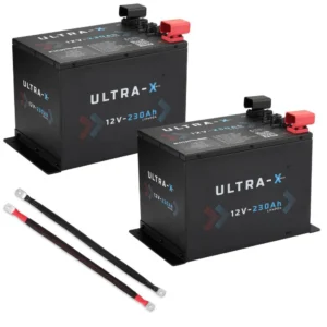 KICKASS TWIN SMART 12V 230AH ULTRA-X LITHIUM COMPACT BATTERY BUNDLE WITH LINKING CABLES - 460AH TOTAL CAPACITY