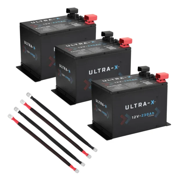 KICKASS TRIPLE SMART 12V 230AH ULTRA-X LITHIUM COMPACT BATTERY WITH LINKING CABLES - 690AH TOTAL CAPACITY