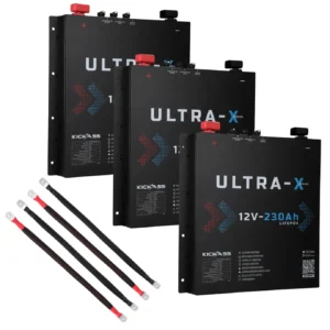 KICKASS TRIPLE SMART 12V 230AH ULTRA-X LITHIUM SLIMLINE BATTERY BUNDLE WITH LINKING CABLES - 690AH TOTAL CAPACITY