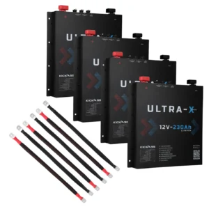 KICKASS FOUR SMART 12V 230AH ULTRA-X LITHIUM SLIMLINE BATTERY BUNDLE WITH LINKING CABLES - 920AH TOTAL CAPACITY