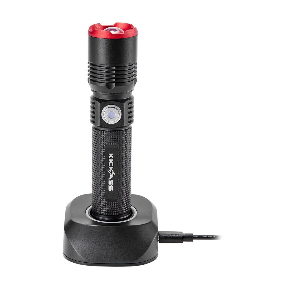 Kickass LED Flashlight with Charging Dock & Wall Mount